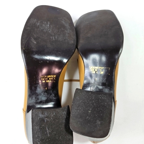 Bakers Vintage Tan Leather Oxfords/Loafers Size 8 Chunky Block Heels - Picture 6 of 7